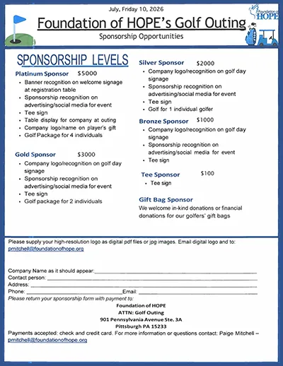 2026 FOH Charity Golf Tournament Sponsorship and Registration Form 2026 FOH Golf Sponsorship and Registration Form
