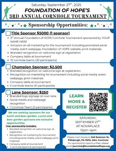 Foundation of HOPE 2025 Cornhole Tournament Sponsorship Opportunities doc